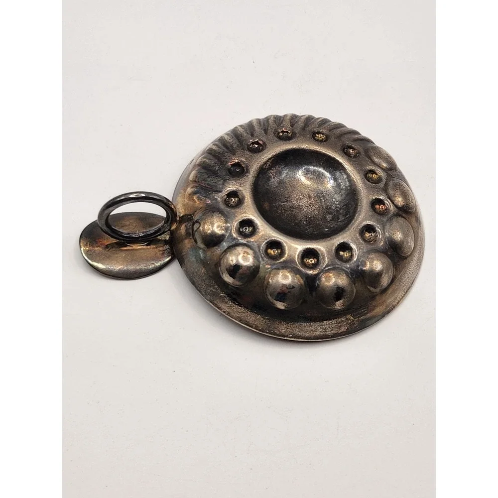 Vintage Silverplate Sommelier Wine Tasting Cup Tastevin Repousse Finger Ring 3" - Picture 4 of 5